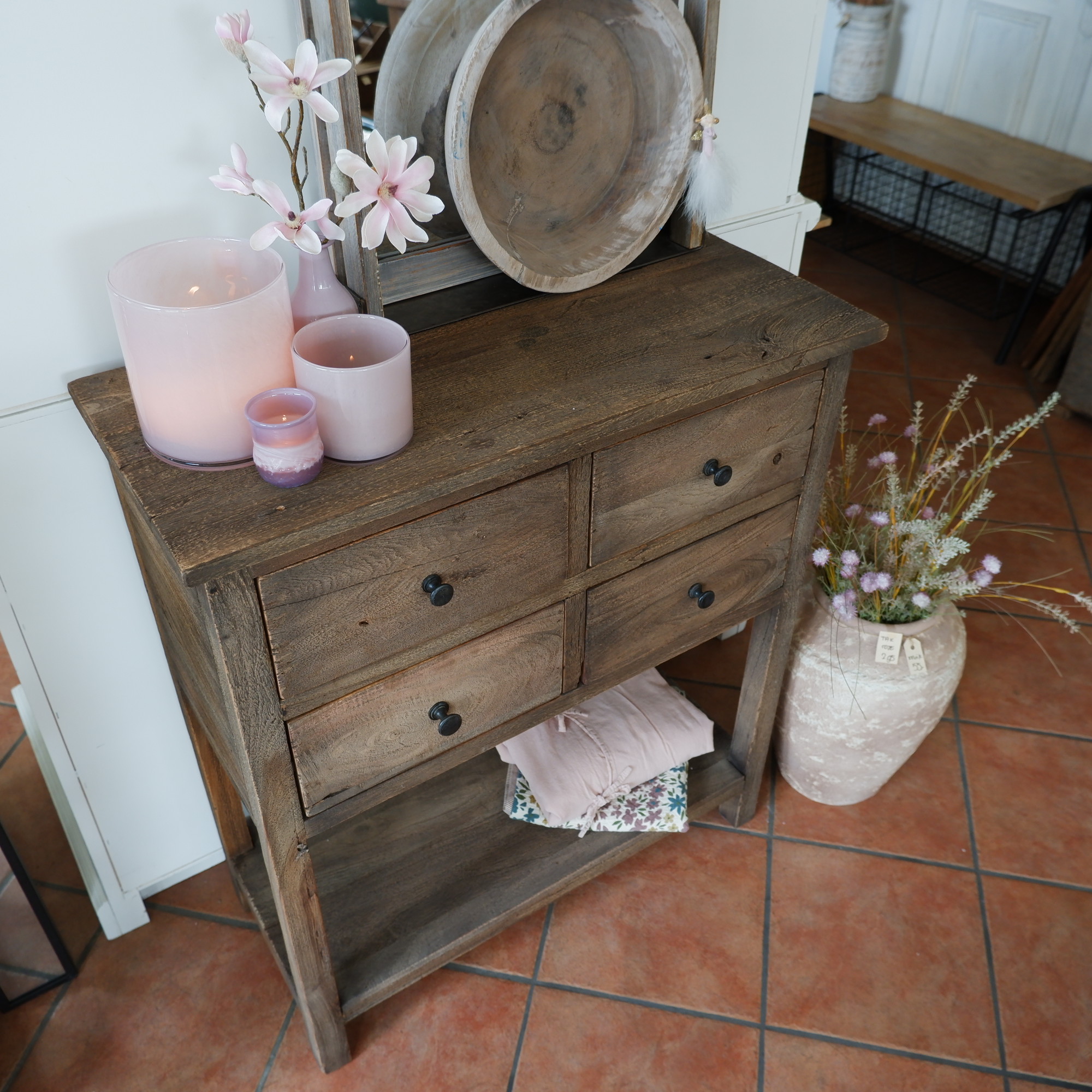 Haltafel Pacha 4 lades en onderplank vergrijsd teak - Afbeelding 15
