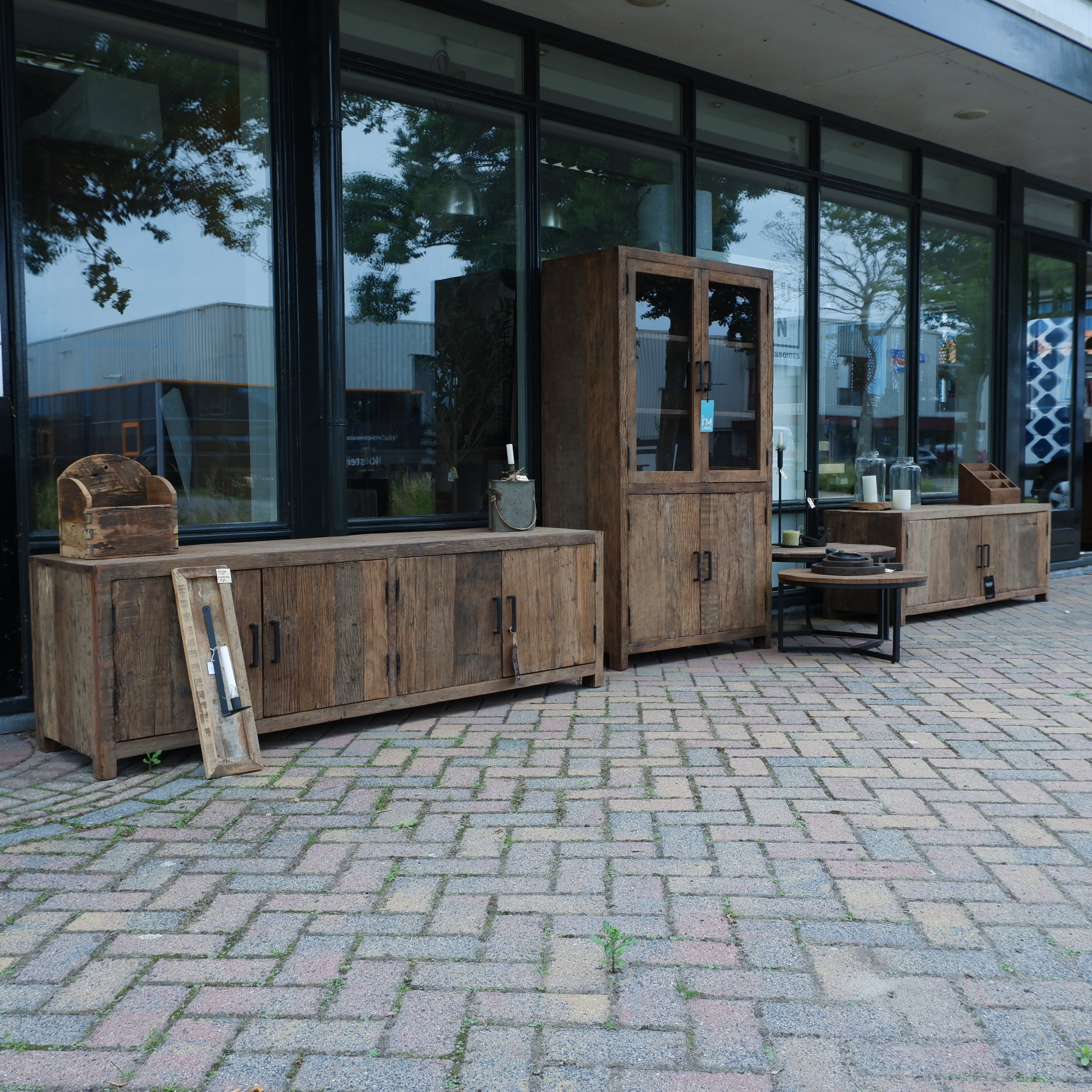 Tv dressoir Monaco 2 deuren oud vergrijsd hout VERWACHT 1 JULI - Afbeelding 7