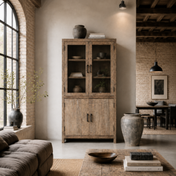 be uniq vitrinekast dubbele openslaande deuren oud vergrijsd hout hoog 160 cm breed 90 cm diep 45 cm display cabinet limited edition6