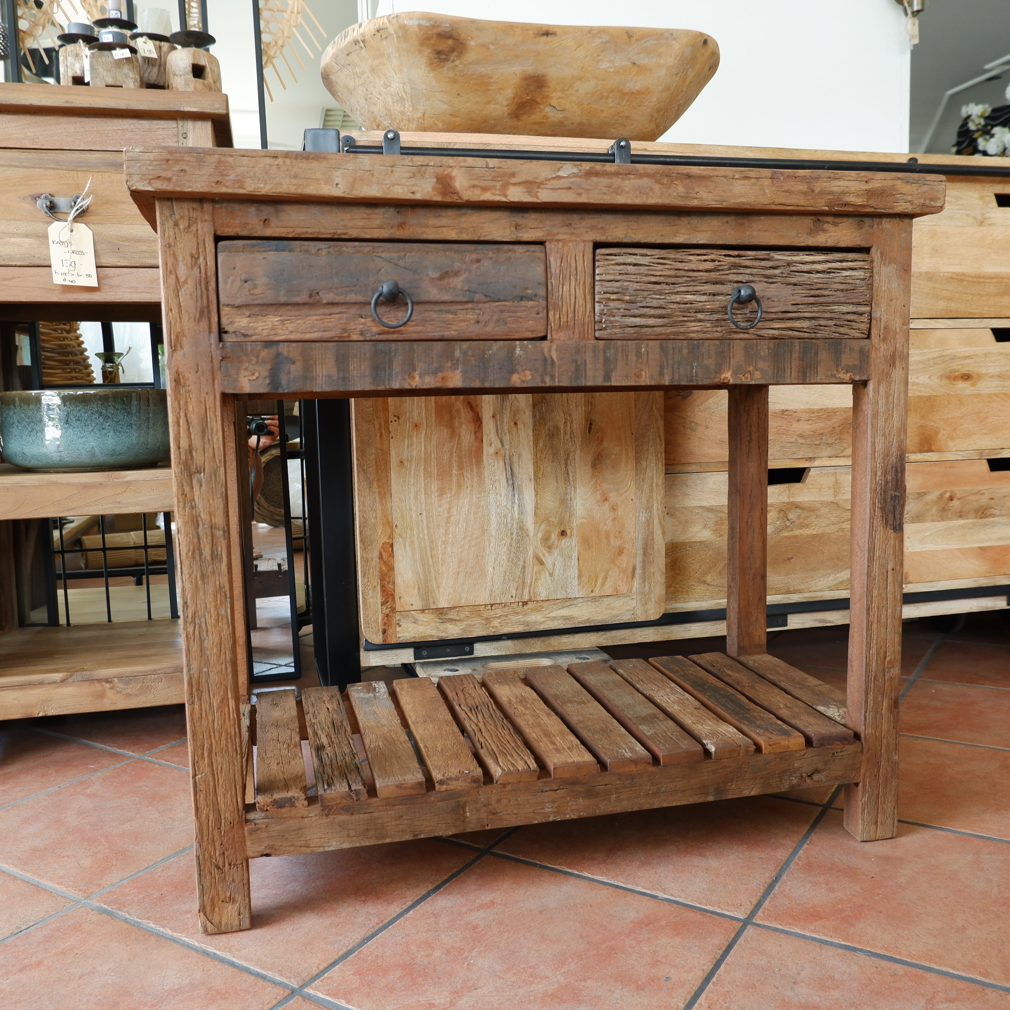 Haltafel 2 lades en onderplank Old wood - Afbeelding 18