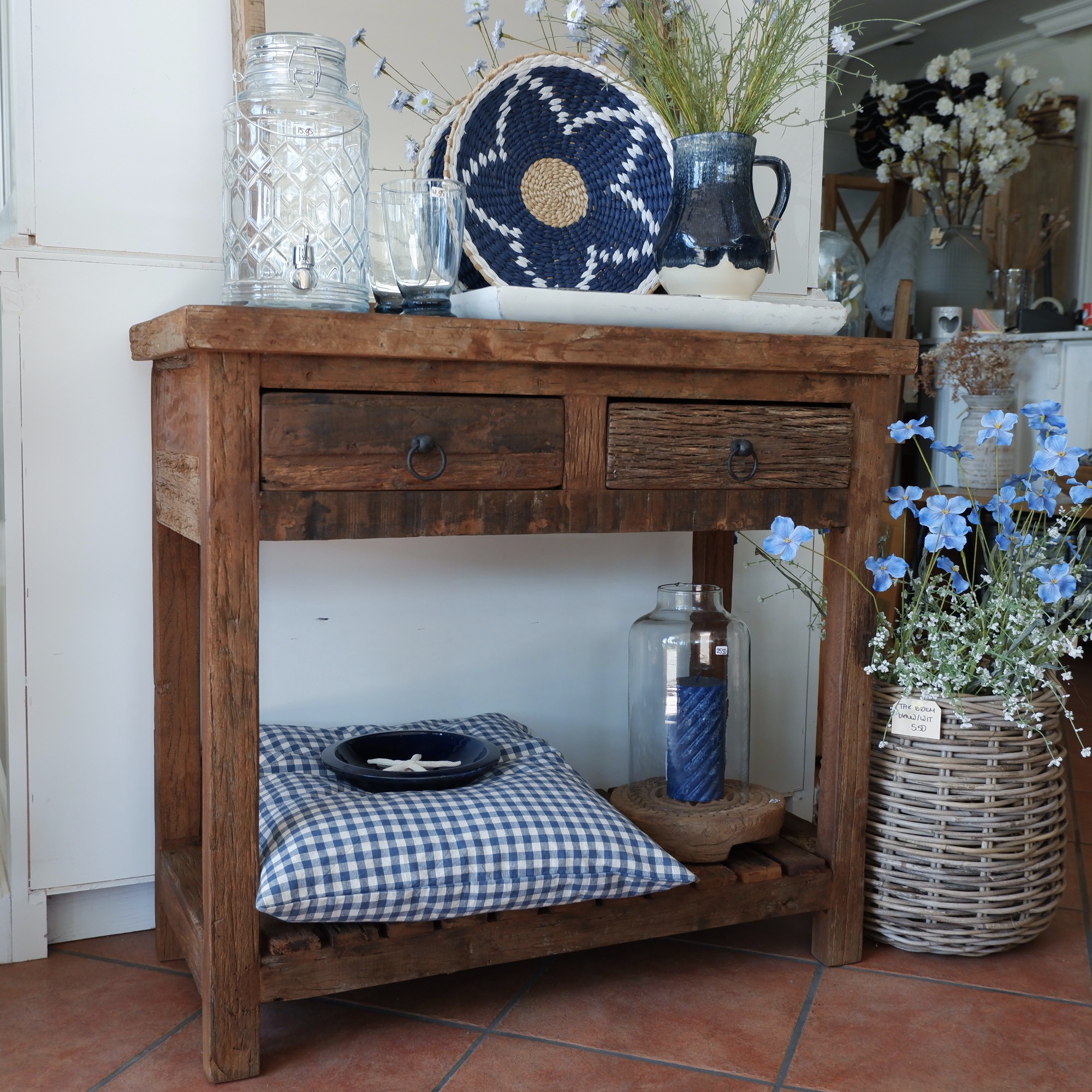 Haltafel 2 lades en onderplank Old wood - Afbeelding 2