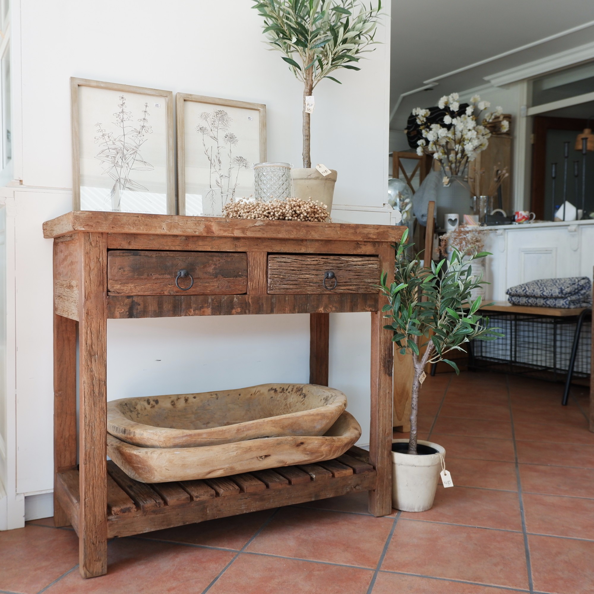 Haltafel 2 lades en onderplank Old wood - Afbeelding 14