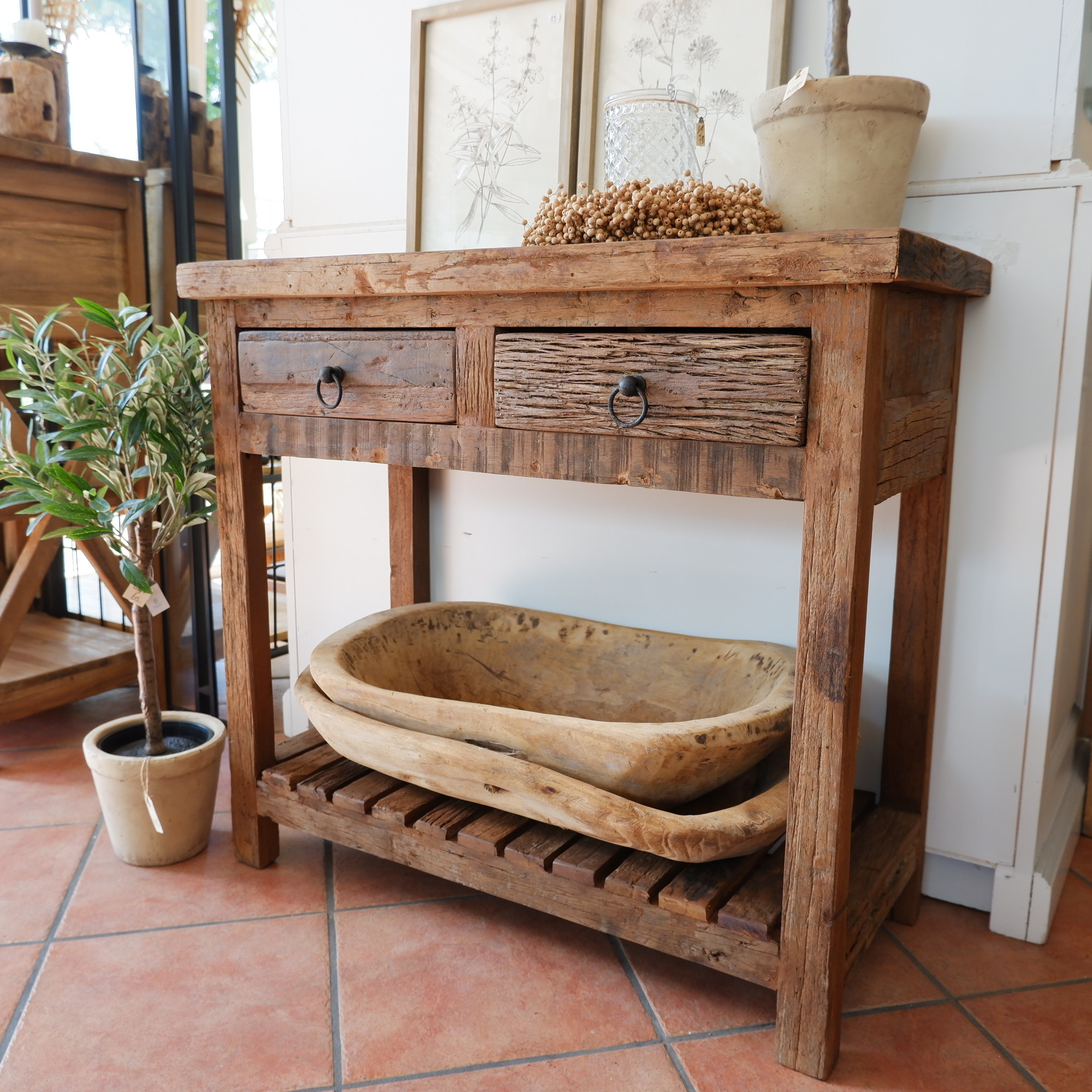 Haltafel 2 lades en onderplank Old wood - Afbeelding 13