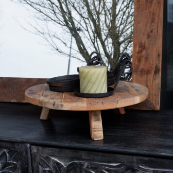 plateau truckwood op pootjes hoog 10.5 cm diameter 36 cm houtdikte 2 cm