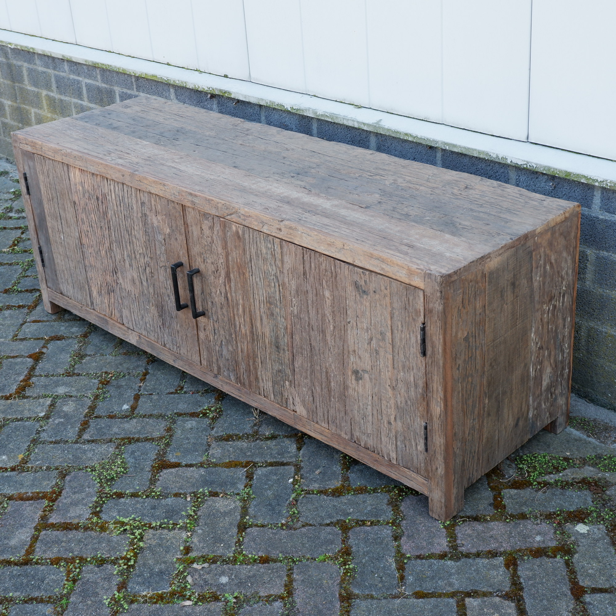 Tv dressoir Monaco 2 deuren oud vergrijsd hout VERWACHT 1 JULI - Afbeelding 13