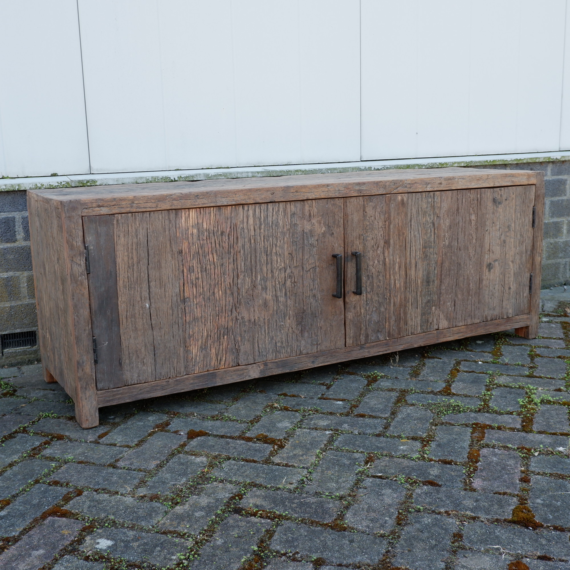 Tv dressoir Monaco 2 deuren oud vergrijsd hout VERWACHT 1 JULI - Afbeelding 14