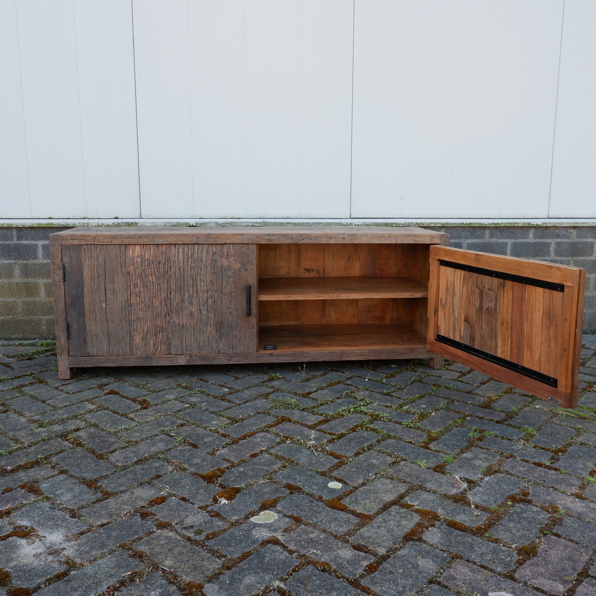 Tv dressoir Monaco 2 deuren oud vergrijsd hout VERWACHT 1 JULI - Afbeelding 16
