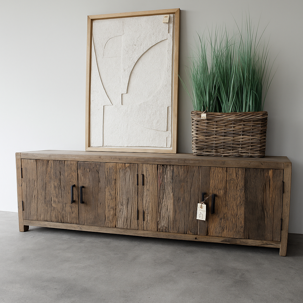 be-uniq tv dressoir wenen 4 deuren vergrijsd hout hoog 55 cm breed 180 cm diep 45 cm barnwood truckwood railway wood tv meubel 20