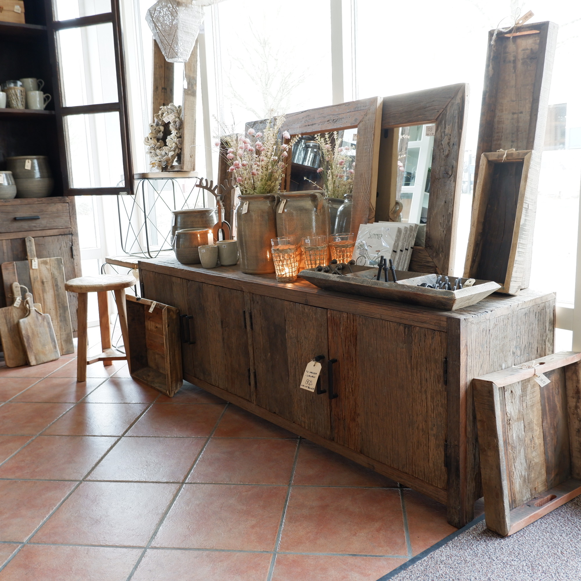 Tv dressoir Wenen 4 deuren oud vergrijsd hout - Afbeelding 19