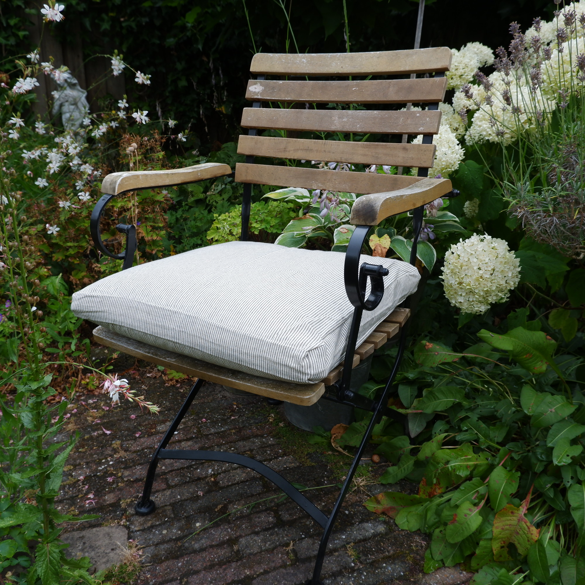 Box kussenhoes 45x45 katoen naturel-zwart streepje Lina - Afbeelding 2