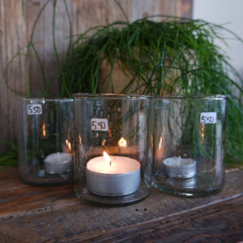 cilinder sfeerlichtje met metal chips hoog 10 cm diameter 8 cm be uniq waxinehouder isa
